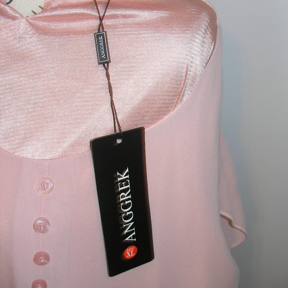 Anggrek Women's New XL Blouse Top Dusty Rose Pink Ruffled Long Sleeves Tags - Picture 10 of 13